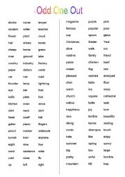 English Worksheet: Odd One Out