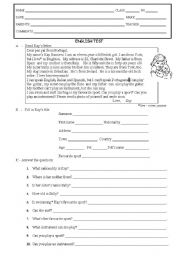 English worksheet: Kays letter