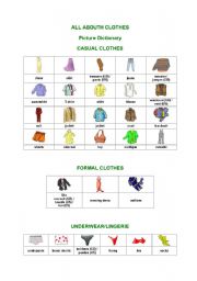 English worksheet: Clothes picture dictionary