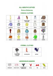 English Worksheet: Clothes picture dictionary