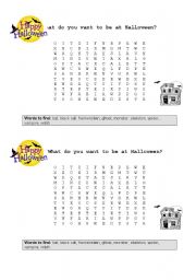 English worksheet: Halloween Word Search