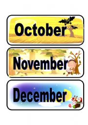 English Worksheet: the names of the months (october-november-december)