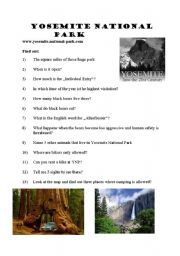 English Worksheet: Yosemite National Park