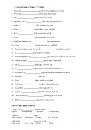 English Worksheet: comparative - superlative adjectives