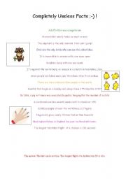 English worksheet: uselese facts