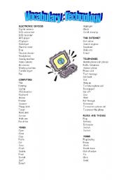 English Worksheet: vocabulary: technology