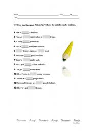 English worksheet: some and any