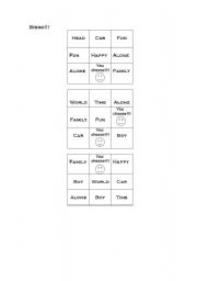 English Worksheet: Bingo