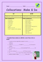 English Worksheet: Collocations with MAKE & DO