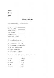 English worksheet: clothes