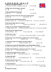 English Worksheet: London Quiz