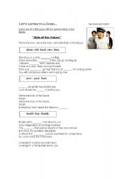 English Worksheet: Listening to a song