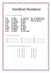 English Worksheet: cardinal numbers / telling the age