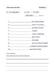 English worksheet: Past simple : Asking question writing negative answers