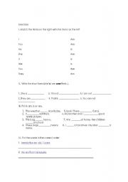 English worksheet: verb to be
