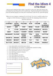 English Worksheet: Find the Idiom 4