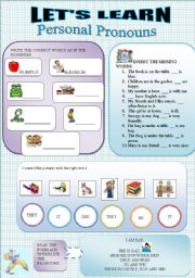 English Worksheet: Lets learn personal pronouns!