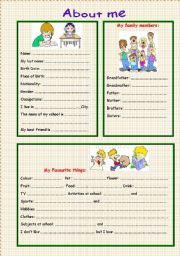 English Worksheet: About me