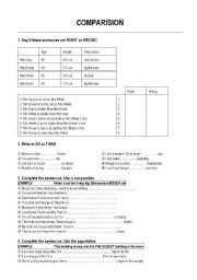 English worksheet: comparatives