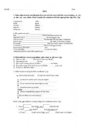 English Worksheet: First conditional +adjectives formation test