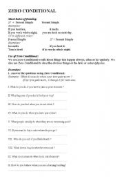 English Worksheet: Grammar Zero Conditional