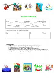 English worksheet: Leisure Activities