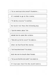 English Worksheet: reported speech