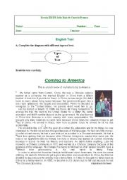 English Worksheet: Test 9th form