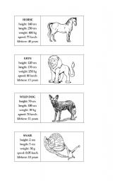English worksheet: Animals Activity Cards 1 - Comparative