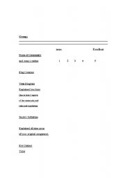 English Worksheet: The Giver Rubric for oral presentations