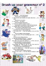 English Worksheet: BRUSHING UP YOUR GRAMMAR N 2 MULTIPLE CHOICE+LINKING IMAGES (KEY INCLUDED)