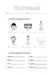 English worksheet: Plurals