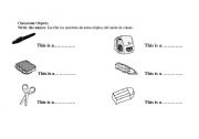 English worksheet: Classroom Objects