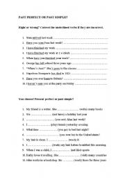 English worksheet: past perfect or simple?
