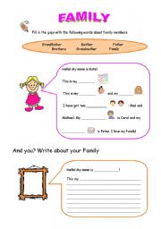 English Worksheet: Family