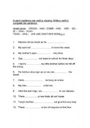 English worksheet:  fill the sentences with verbs