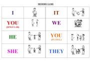 English Worksheet: Personal Pronouns - Memory Game