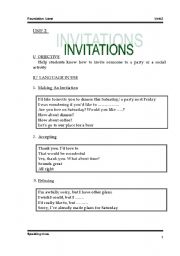 English worksheet: Invitation 