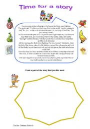 English Worksheet: a short story about fruits