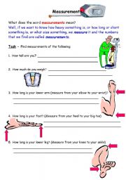 English Worksheet: Measurements