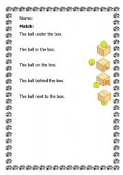 English worksheet: preposition ,on,under,in,behind