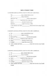 English worksheet: simple present tense