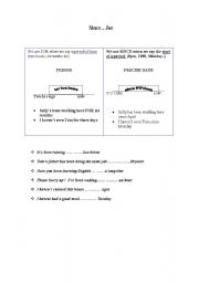 English Worksheet: Since / for