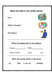 English worksheet: Plane jobs