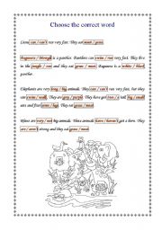 English worksheet: choose  the correct word