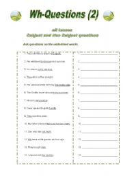 English Worksheet: WH- questions (2)