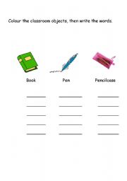 English worksheet: Classroom objects