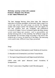 English Worksheet: Learning to listen with a prpose