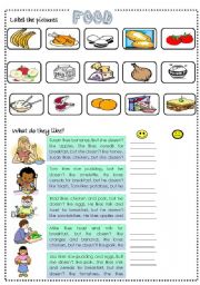 English Worksheet: FOOD - Likes and Dislikes