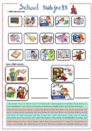 English Worksheet: SCHOOL SUBJECTS . LIKE - DISLIKES